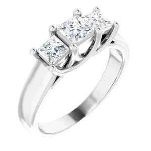 Sterling Silver Imitation White Cubic Zirconia Three-Stone Ring - Picture 1 of 6