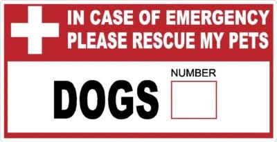 IN CASE OF EMERGENCY SAVE MY PETS DOOR STICKER DECAL FIRE WARNING SAFETY DOG CAT - Image 1 of 3