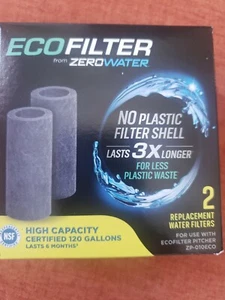 Zero Water 2- ZR-002ECO-01Replacement Pitcher Filter, Gray, NEW - Picture 1 of 2