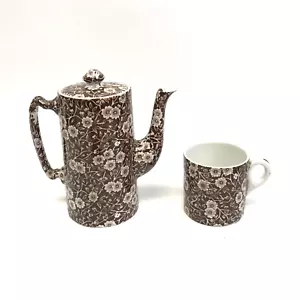 Cafetera Crownford Staffordshire Calico marrón con tapa + taza/taza de café (7,25") - Imagen 1 de 16