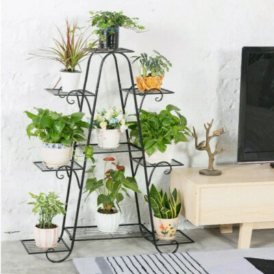 9 Pots Iron Plant Flower Shelf Corner Plant Stand Outdoor More Sunlight Exposure - image 1 of 4