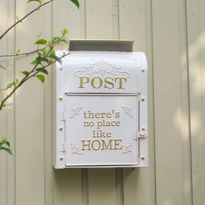 Rosa Metall Retro Postkasten Wandhängend Hochzeit Brief Chic Vintage UK - Bild 1 von 6