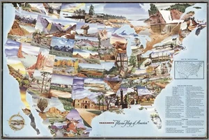 12301.Decor Poster.Vintage Interior wall design.Mirror map of America.Travel - Picture 1 of 1
