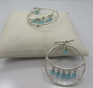 Sterling Silber Damen Rund Blau Kugel HAKEN Hänger Ohrring 925 - Bild 1 von 4