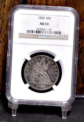 1858 Seated Half - NGC AU53 (#58805-L) - Image 1 of 4