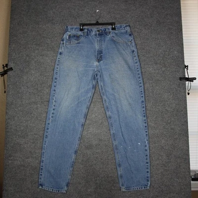 Carhartt Mens Blue Denim Relaxed Fit Jeans Size 38x34 Lightly Distressed - Image 1 of 4