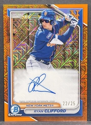2024 Bowman Chrome Mega Mojo Ryan Clifford On Card AUTO Orange NY METS /25 - Image 1 of 2