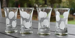 Set Of 4 FROSTED POLKA DOT Shot Glasses - Picture 1 of 3