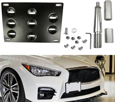 Para GTR 370Z Juke Sentra Q50 G37 Q60 Gancho de remolque delantero Soporte de matrícula Foto 1 de 4