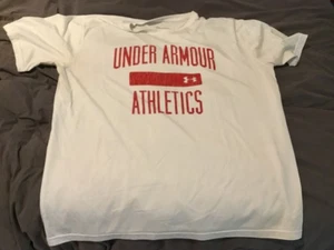 Under Armour Regular Heat Gear Men’s T-Shirt Size 2XL White Red Athletics - Picture 1 of 1