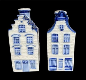 Vintage DAIC Delft Blue Handpainted Dutch Canal House Salt & Pepper Shakers - Picture 1 of 7