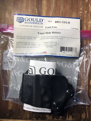 Gould & Goodrich Yaqui Slide Holster Left Hand Glock 17 19 Beretta 92 B801-92FLH - Image 1 of 4