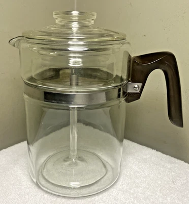 Vintage 9 Cup Pyrex Flameware 7829B Glass Coffee Pot Percolator Complete CLEAN - Image 1 of 4