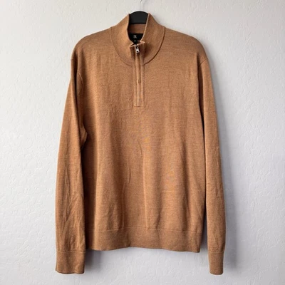 Banana Republic Mens XL 100% Merino Wool Half Zip Pullover Sweater Brown - Image 1 of 4