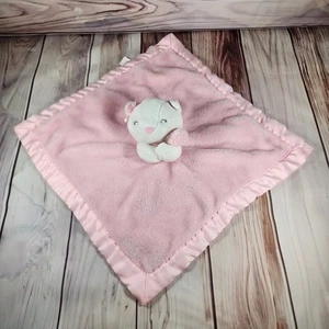 Carters Baby Girls Gattino Gatto Lovey Bianco Rosa Coperta di Sicurezza Peluche Bordo Raso - Foto 1 di 10