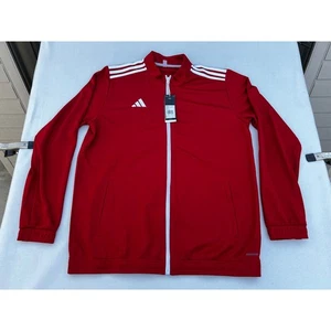 Adidas Herren Trainingsjacke XL Rot Full Zip 3 Streifen Aeroready Top - Bild 1 von 8