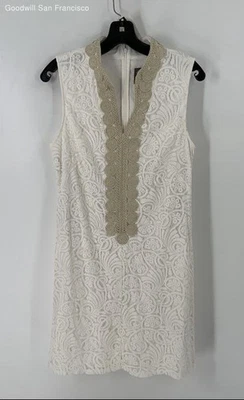 Vestido para mujer Vince Camuto blanco mezcla de algodón cachemir sin mangas talla 10 Foto 1 de 4