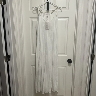 Maxi Vestido Garnet Hill Blanco Sin Mangas Arrugado Talla XL Foto 1 de 4