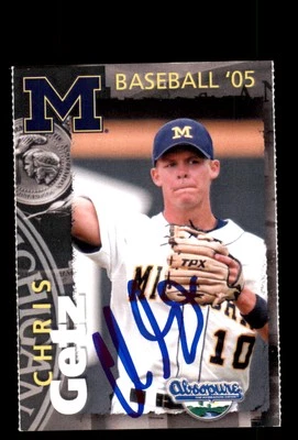 Signed Baseball Card Auto Chris Getz 2005 Michigan Wolverines NCAA - Image 1 of 2