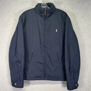 Polo Ralph Lauren Jacket Mens Large Blue Bi-Swing Packable Hood Full Zip Pony - Picture 1 of 7
