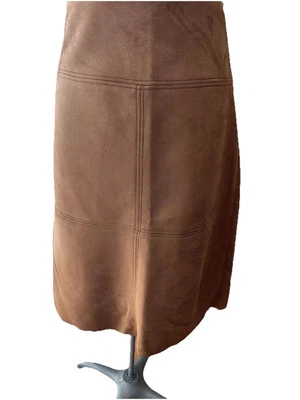 Falda Chaps Damas 14 Imitación Gamuza Línea A Marrón-suave-otoño-cremallera Foto 1 de 4