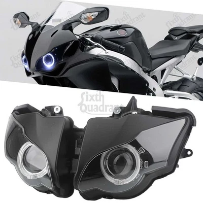 White Angel Eyes Assembly Headlight HID Projector For Honda CBR1000RR 2008-2011 - Image 1 of 4