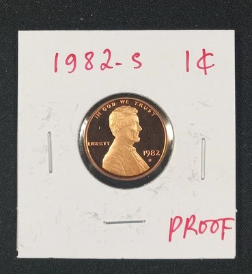 1982-S Lincoln Cent Gem Deep Cameo Proof Penny US Mint Coin Fresh From Proof Set - Image 1 of 2