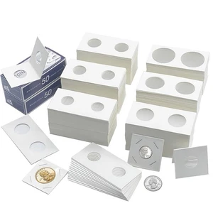 600 Pcs Coin Flips 6 Assorted Sizes 2" x 2" Cardboard Coin Holders Mylar Coin... - Picture 1 of 8