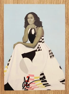 Amy Sherald Signed Michelle Obama 5x7 Postcard National Portrait Gallery RAD - Picture 1 of 2