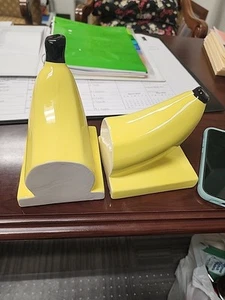 Banane Buchstützen Neuheit Geschenk Obst Dekor gelb Keramik - Bild 1 von 6