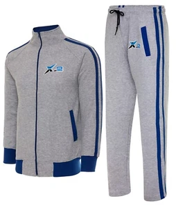 Mens X-2 Athletic Tracksuit Jogging Gym Full Zip Fleece Sweatsuit Activewear - Picture 1 of 31