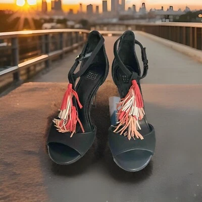 TACONES BORLA WHITE HOUSE BLACK MARKET GIANNIA Talla 6.5 Negro Con Rosa/Blanco Foto 1 de 4