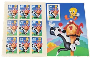 1998 SYLVESTER & TWEETY 10 Stamp 32c Self Adhesive Souvenir Sheet USPS - Picture 1 of 2