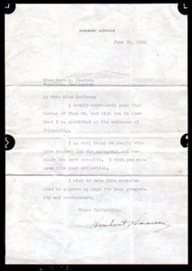 President Herbert Hoover Signed Letter - Autograph - Picture 1 of 3