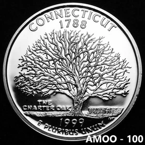 1999 P D S Connecticut Proof and two Uncirculated B.U. State Quarter 3 Coin Set - Picture 1 of 2