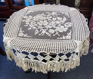 NEW Handmade Crochet Lace Tablecloth Round 100% Cotton 40" Diameter - Picture 1 of 4