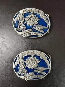 Hebilla de cinturón Mason azul y plata NUEVO - Imagen 1 de 5