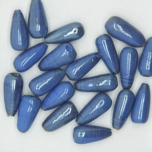 Cuentas de vidrio azul opaco gota de brillo 18 mm. Paquete de 20. Hecho en la India. - Imagen 1 de 2