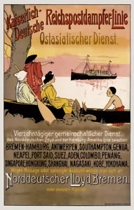 Kaiserlich Deutsche Reichspostdampfer Linie Ostasien Dampfschiff Plakate A3 286 - Bild 1 von 1