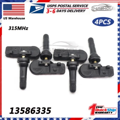 NOVO Sensores de Monitoramento de Pressão dos Pneus Compatível com Chevy GMC 13586335 Conjunto de 4 Peças TPMS - Imagem 1 de 4