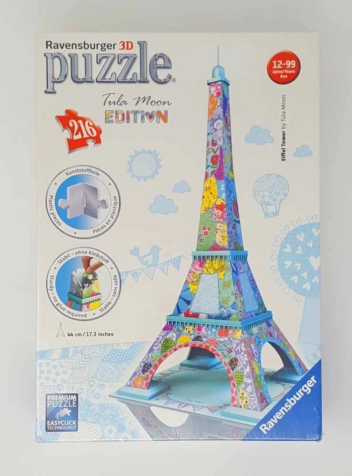 Ravensburger Puzzle 3D Bâtiment Paris Tula Lune la Tour Eiffel Coloré Art Objet - Photo 1/4