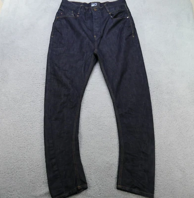 Jeans William Rast perna cônica botão mosca lavagem escura azul denim masculino 32x34 desleixado - Imagem 1 de 4