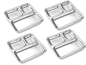 Stainless Steel 3 Compartment Dinner Plate, Serving Platter, Restaurant - Picture 1 of 3