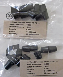 Premium Quality Wood Ferrules Solid Black 0.54" Length, 20 pcs(=10pcs/pack x 2) - Picture 1 of 3