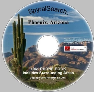 AZ - Phoenix & Area 1961 Phone Book on CD Images + Text Searchable - Picture 1 of 1