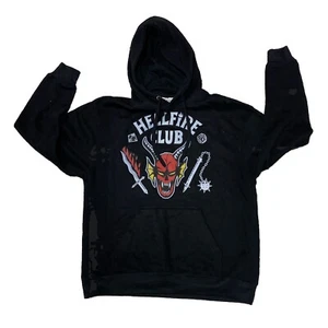 Stranger Things Hellfire Club Hooded Sweatshirt Men's Sz M Black Fleece TV - Picture 1 of 6