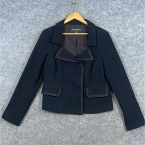Banana Republic Wool Blend Blazer Women's Size 8 Charcoal Snap Close Preppy - Picture 1 of 13