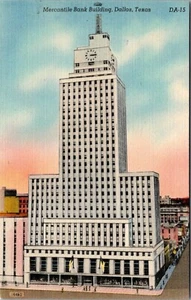 Cartolina Mercantile Bank Building Dallas Texas in lino - Foto 1 di 2