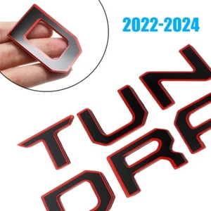 Black&Red Letters For TUNDRA 2022 2023 2024 Front Grill insert Emblem 3D Sticker - Picture 1 of 6