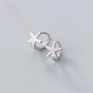 Pendientes pequeños de aro abragie de plata esterlina 925 A1737 - Imagen 1 de 6